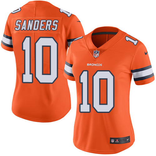 Women's Elite Emmanuel Sanders Nike Jersey Orange - #10 Rush NFL Denver Broncos
